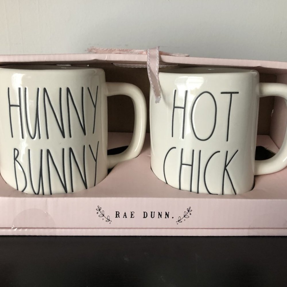 Rae Dunn Large Mugs: "Hunny Bunny & Hot  Chick"